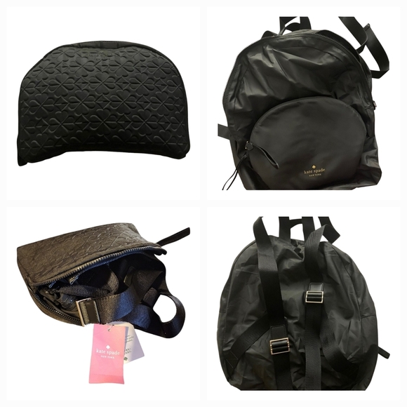 Kate Spade Arya Black Packable Nylon Backpack Travel Bag Lightweight NWT - Picture 1 of 12